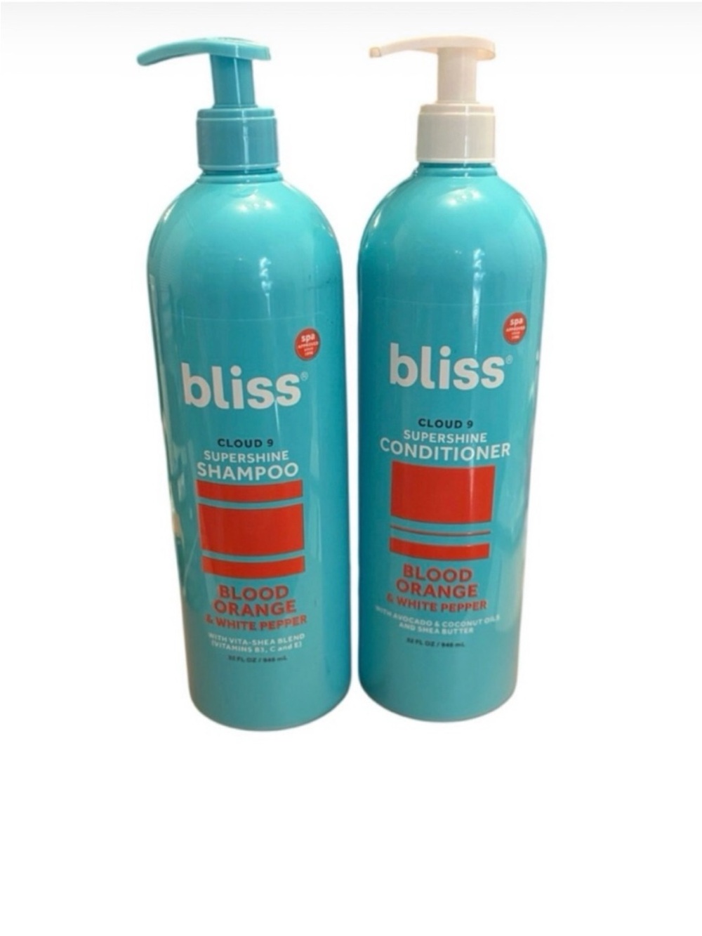 Bliss Cloud 9 Supershine Shampoo & Conditioner in Turquoise with Pumps, 32oz